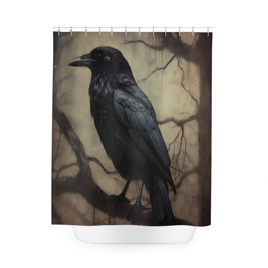 Raven Shower Curtain Dark Cottagecore Occult Witchy Home Etsy