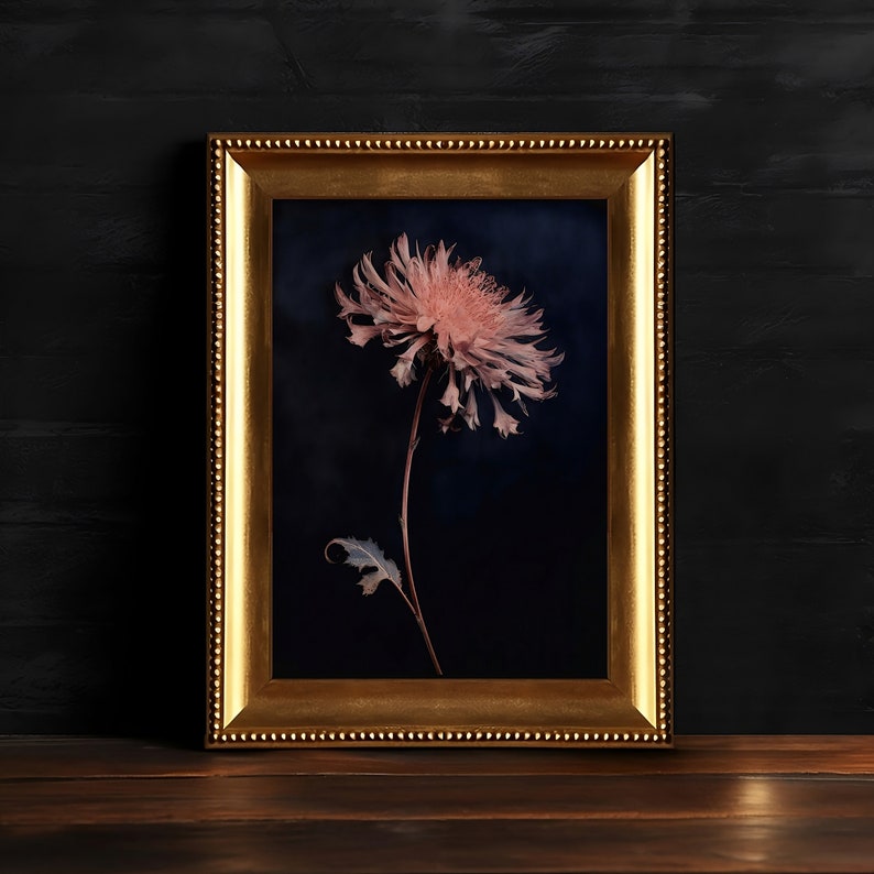Dark Moody Flower, Gothic Floral Wall Art, Botanical Painting, Dark Floral Decor, Digital Download, Printable Dark Academia Wall Art image 1