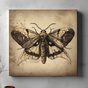 Occult Moth Print, Dark Decor, Gothic Poster, Witchy Decor, Digital Download Printable Dark Academia Wall Art