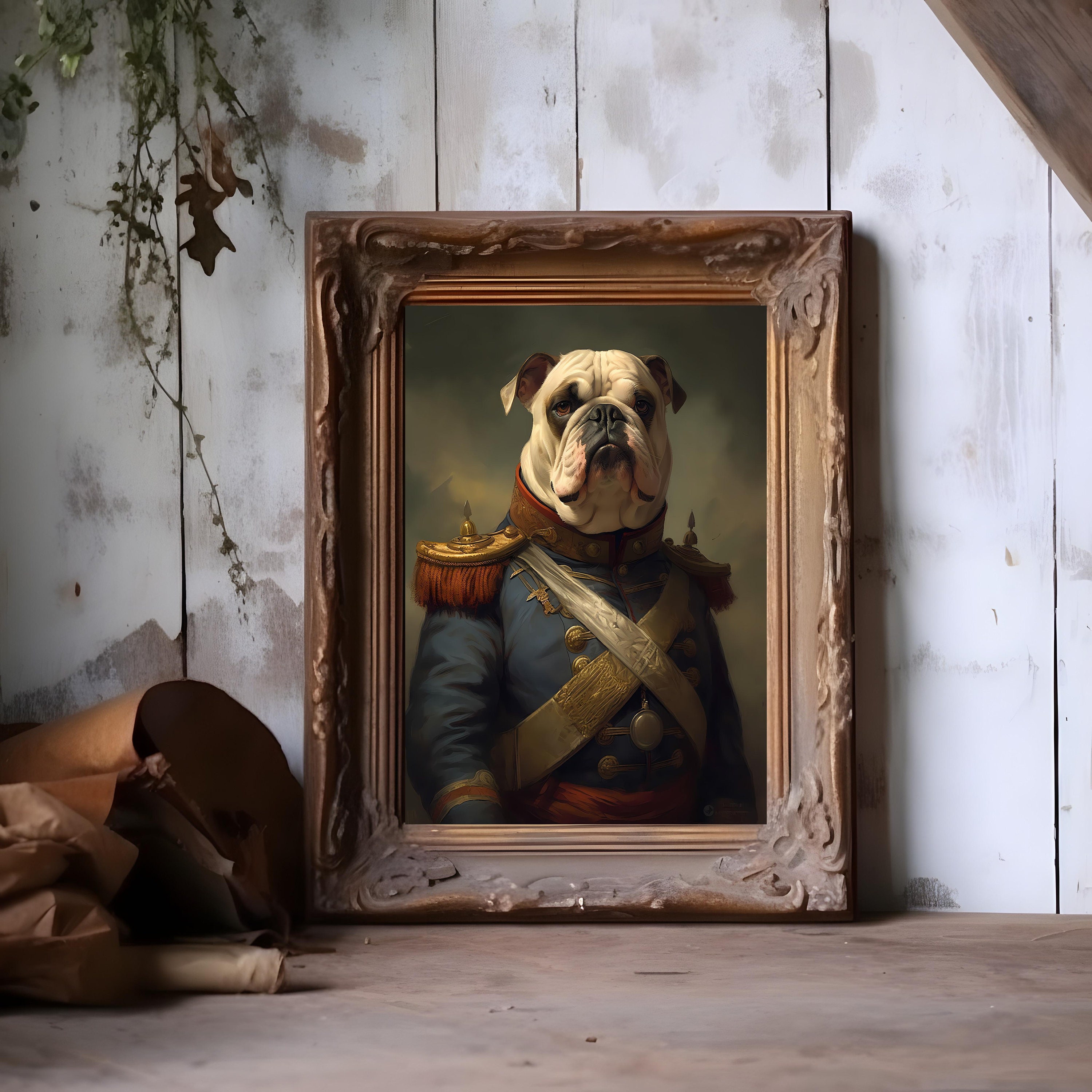 Victorian Bulldog Vintage Portrait, Dog Painting, Animal Art Print ...