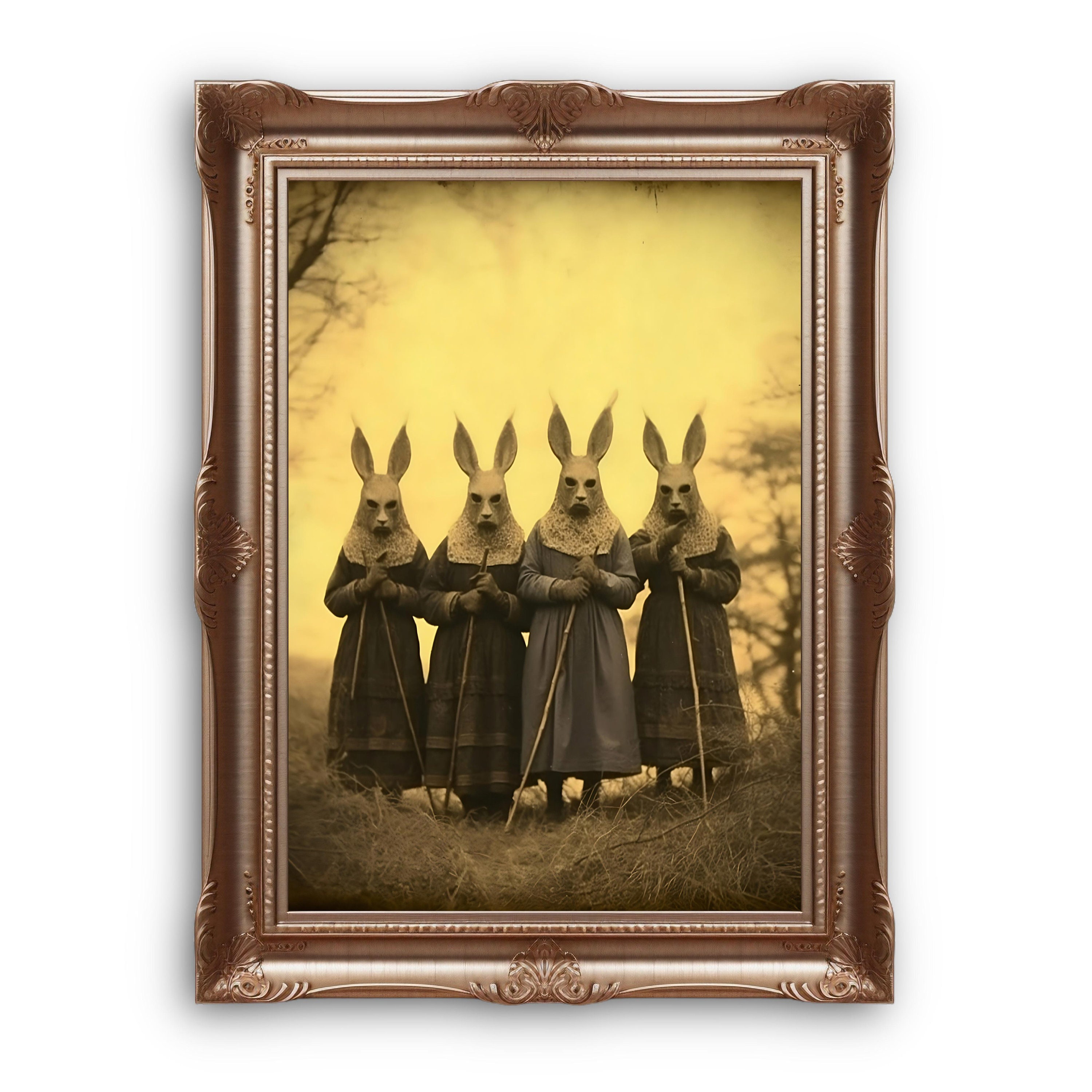 Creepy Rabbit Cult Print, Dark Decor, Vintage Photography, Witchy Decor ...