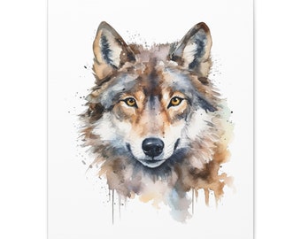 Room Wall Art Wolf - Kids Room Decor Wolf or Living Room Decor Canvas for Nursery Room Gift Art for Baby Bedroom Art Wolf Brown