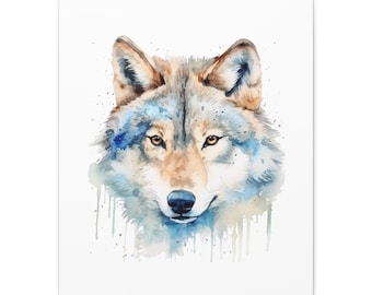 Room Wall Art Wolf - Kids Room Decor Wolf or Living Room Decor Canvas for Nursery Room Gift Art for Baby Bedroom Art Wolf