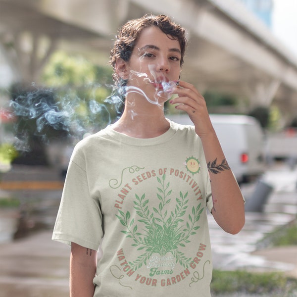 Radiate Positivity | Weed Lover Tee | Cannabiss Shirt | Cannabis Lovers Tee| Stoner Gift for Him | Over Sized | Cannabis CBD | 420 Giftidea