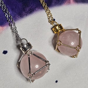 Geometric Rose Quartz Sphere Necklace