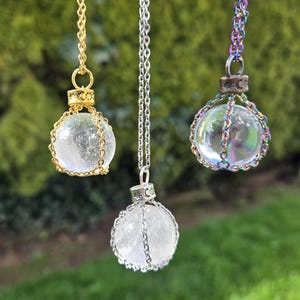 Quartz Crystal Ball / Sphere Necklace