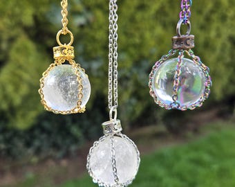 Quartz Crystal Ball / Sphere Necklace
