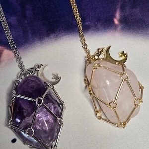 Handcrafted Interchangeable Crystal Necklace // Bar Link Pouch Pendant