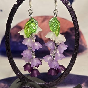 Wisteria Purple Flower Cottagecore Faerie Dangle Earrings