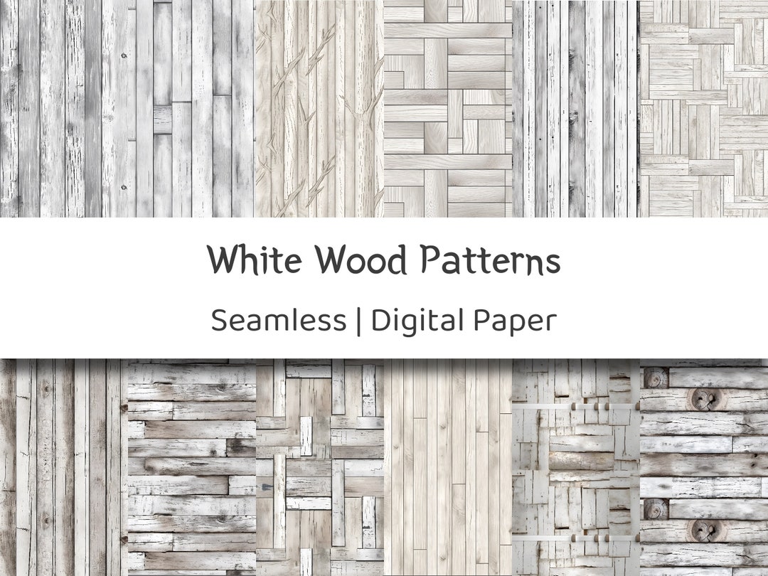 White and Rustic Wood Patterns | 20 Seamless Prints, Digital Paper ...