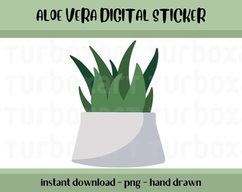 Aloe Vera Digital Sitcker | GoodNotes Sticker | Notability Sticker | Digital Plant Stickers | Green Digital Stickers | Plant Aesthetic PNG