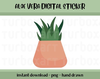 Aloe Vera Digital Sticker | Plant Lovers Sticker | GoodNotes Digital Sticker | Plant PNG | Digital Stickers | Clipart | Green Sticker PNG