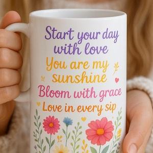 Personalized wildflower mug – Floral mug with first name – Personalized gift for women, mom, birthday – Boho mug for Mother’s Day