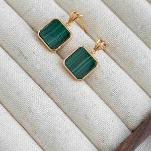 Malachite Earrings, Drop Earrings, Classy Earrings, Malachite Jewelry, Minimalist Jewelry, Gift for Her, Handmade Gift, Boutique Jewelry