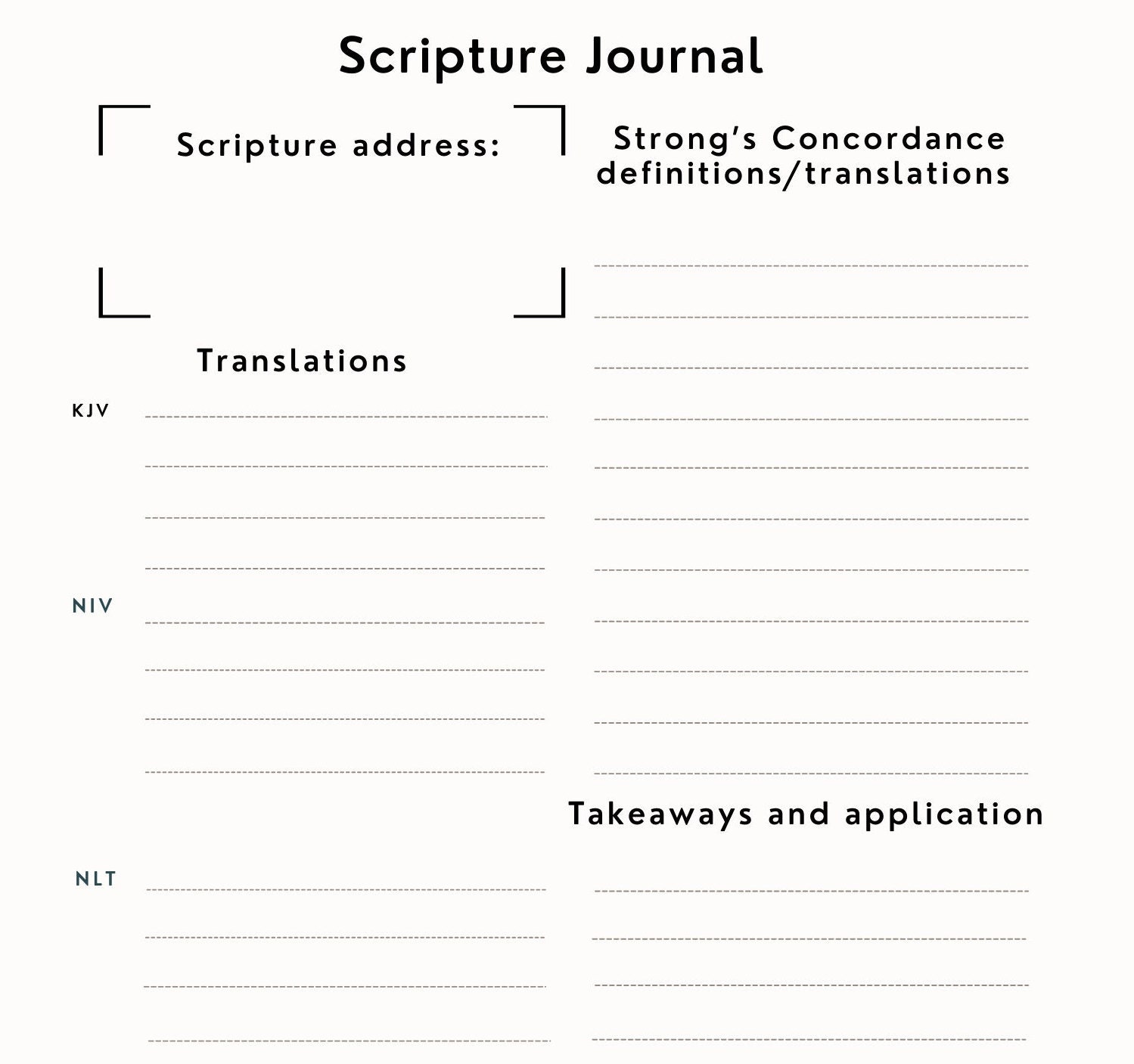 Scripture Journal Template - Black and White - Etsy
