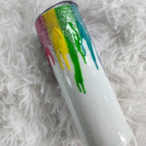 Rainbow glitter drip tumbler
