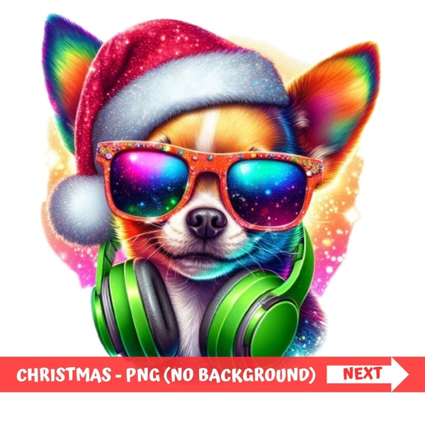 Christmas Dog png Chihuahua png Dog lover png funny Chihuahua shirt Christmas DJ Gift Funny Christmas DJ sublimation green headphones png