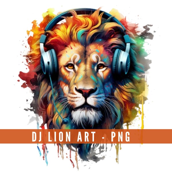 Lion Png DJ png funny dj music png dj gift DJ shirt DJ tshirt png Lion shirt png dj  sublimation designs Lion Wall Art png dj headphones png