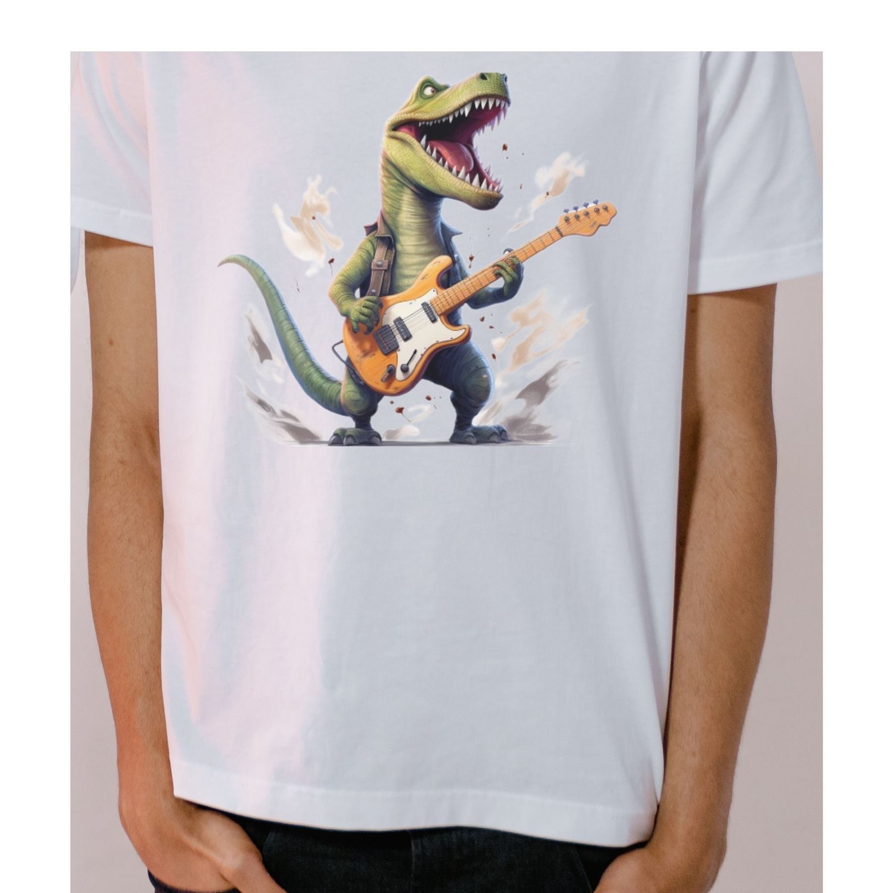 Rock Guitar Player T-rex Dinosaur Png Sublimation Designs, Electric ...