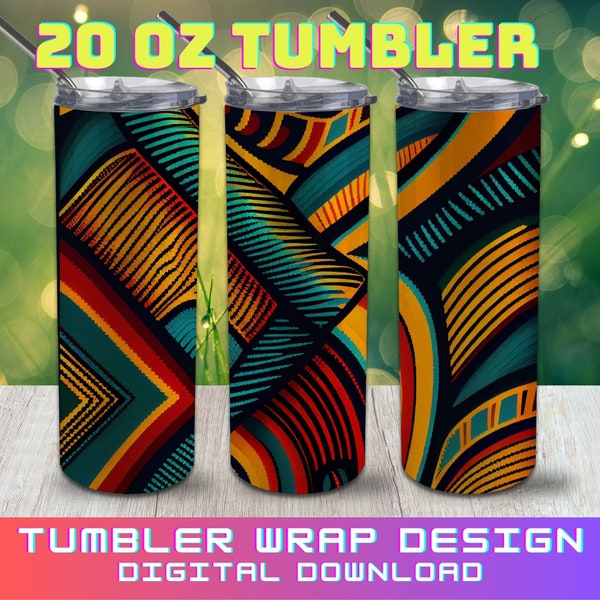 African Tumbler Sublimation Design colorful  20 oz Skinny Africa Tumbler Wrap PNG colorful design png Digital Download  birthday gift