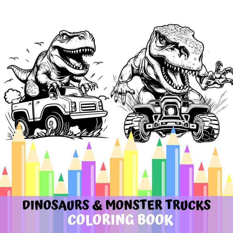 20 Monster truck coloring pages T rex Dinosaurs monster truck Etsy México