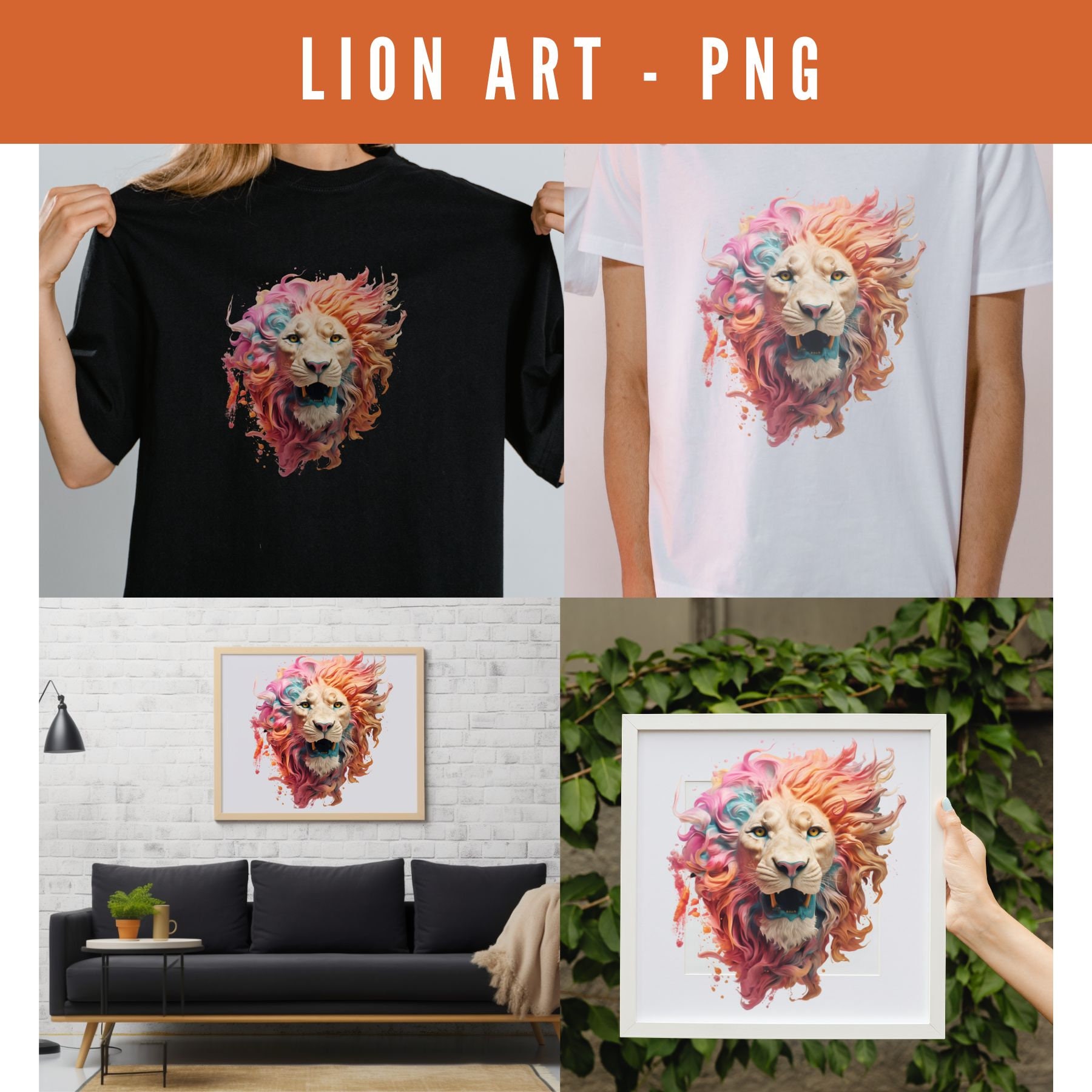 Lion Png Lion Wall Art Png Lion Shirt Animals Lion Poster Png - Etsy