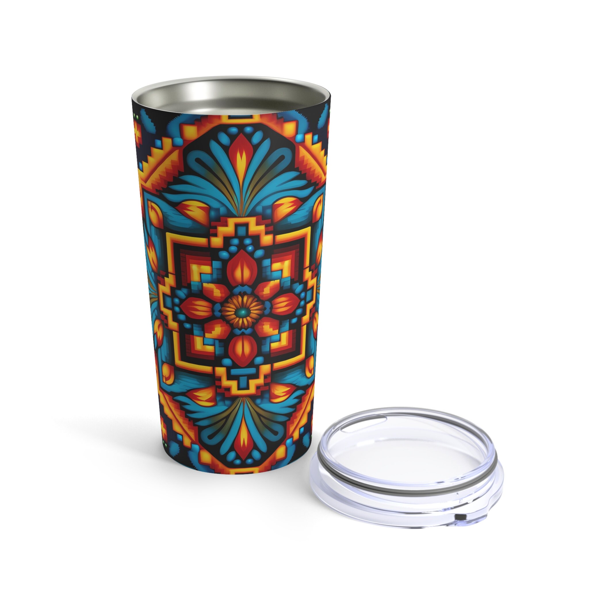 Mexican Tumbler 20oz Colorful Tumbler Prehispanic Art Tumbler Etsy
