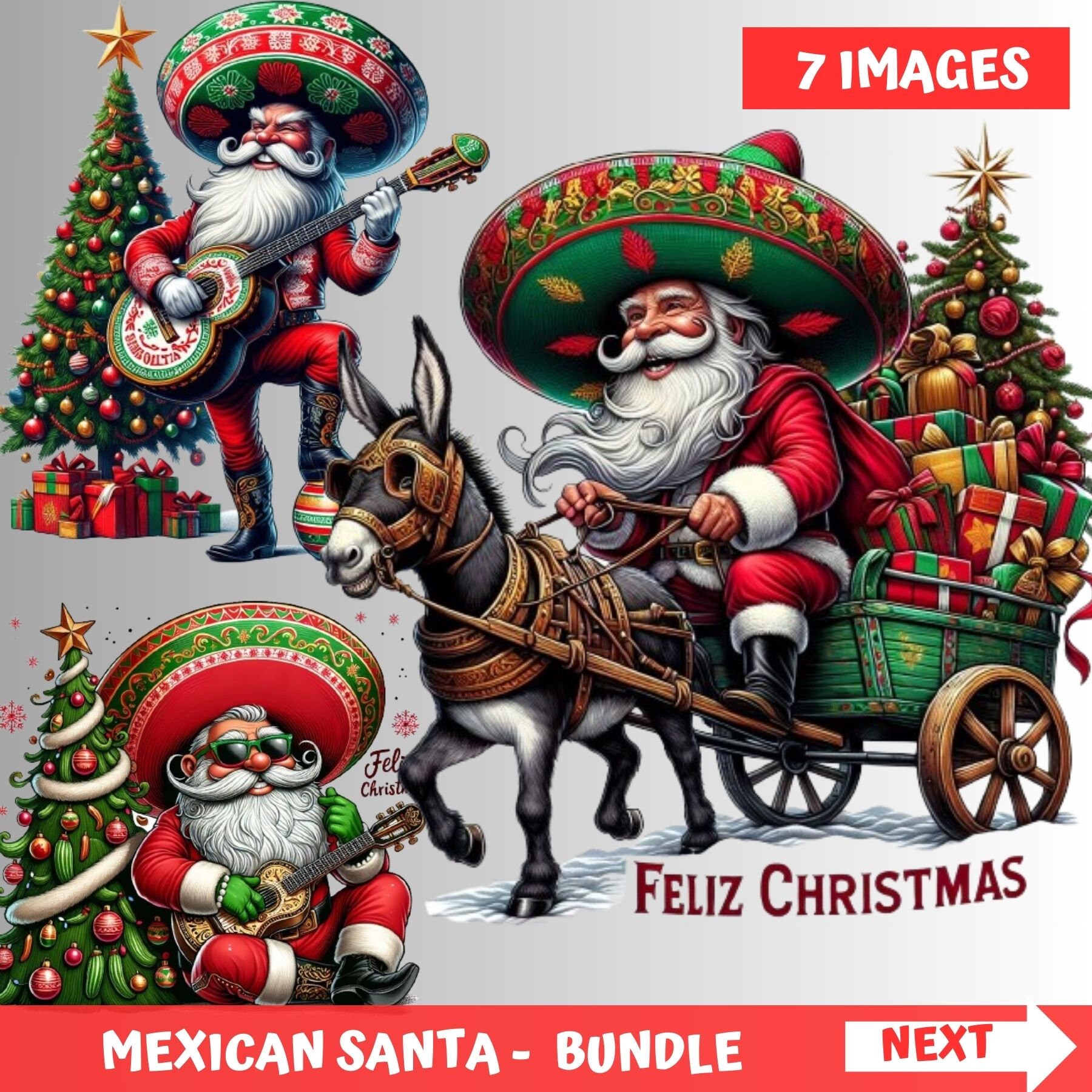 Mexican Christmas Bundle Mexican Santa Christmas Bundle Funny Santa