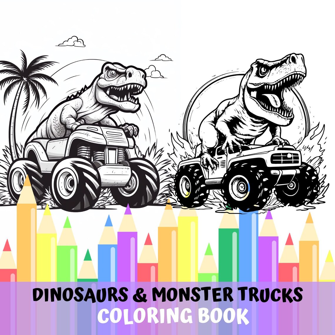20 Monster Truck Coloring Pages T Rex Dinosaurs Monster Truck Coloring ...