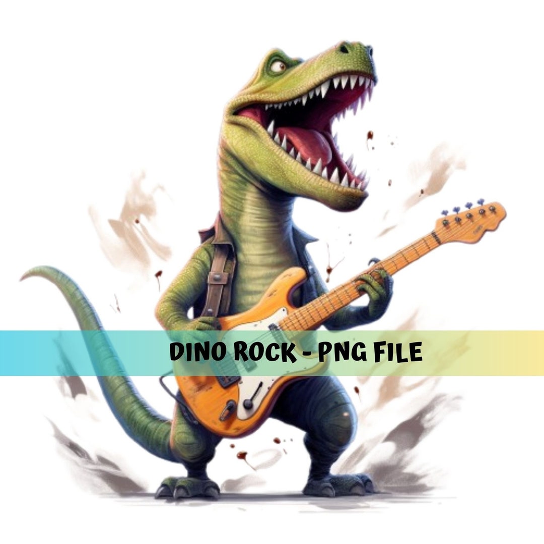 Rock Guitar Player T-rex Dinosaur Png Sublimation Designs, Electric ...
