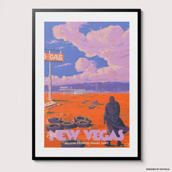 Visit New Vegas Poster - Fallout Video Game Art Print, Retro Vintage Illustration, PC Gamer, Best Gamer Gift