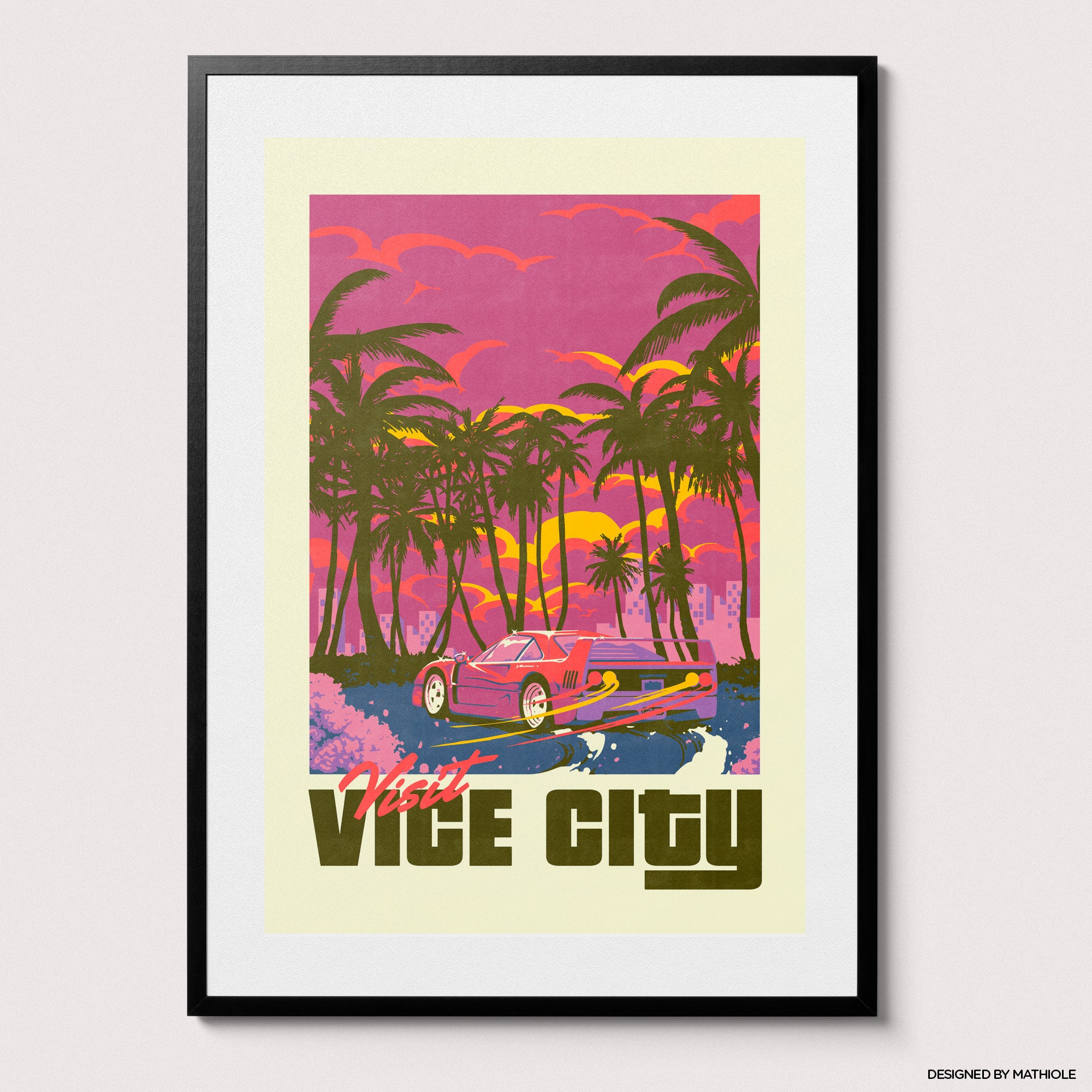 gta vice city - pink poster Poster Vintage Retro Metal Sign 8x12 Inch Man  Cave Home Wall Decor