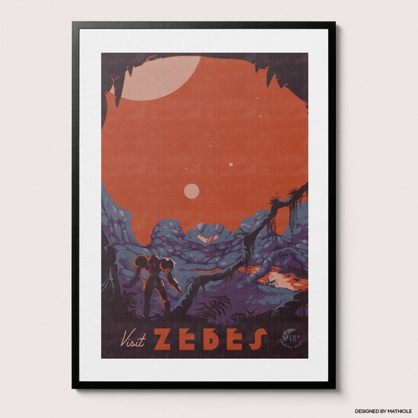 Visit Zebes Minimalist Metroid National Park Poster - Futuristic Artwork - Video Game Decor - Samus Print