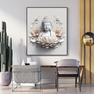 Buddha Portrait - Lotus Modern Abstract Wall Art | Home Decor | Gift | Present | Divine Calm | Harmonious Illuminated | Sacred Geometry