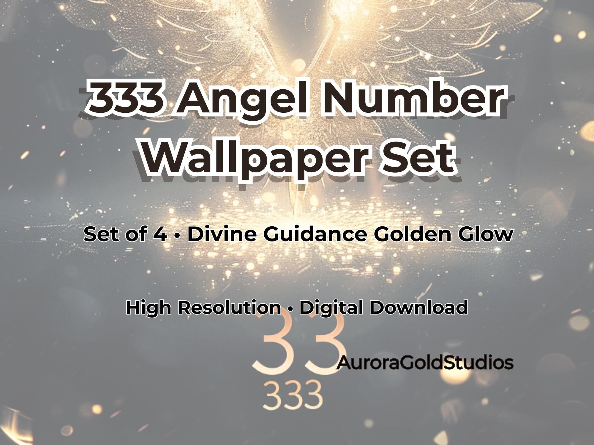 333 Angel Number Wallpaper – Divine Guidance Gold Glow – Spiritual ...