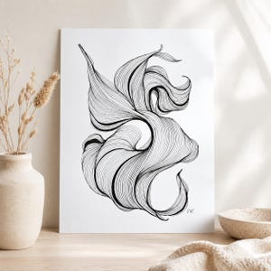 Original A4 Abstract Line Art | Hand-Drawn Black Ink Drawing (Unframed)