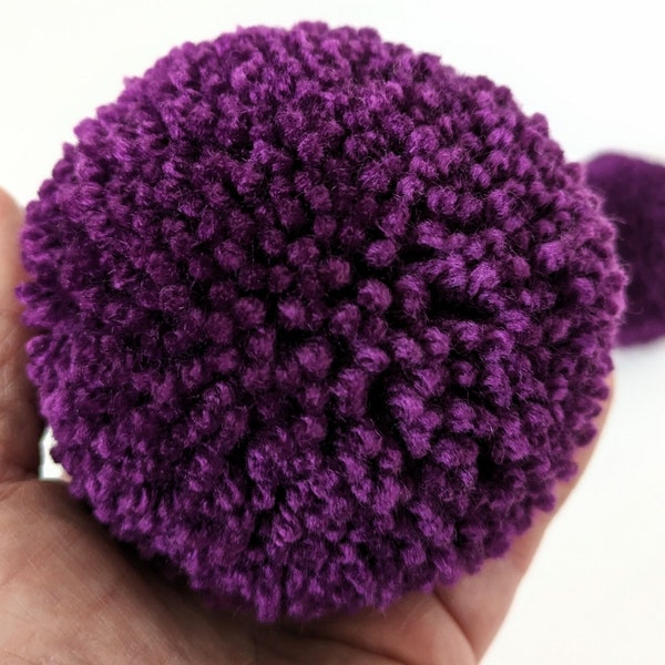 Large Purple Yarn Pom Pom - 9cm Handmade Acrylic Craft