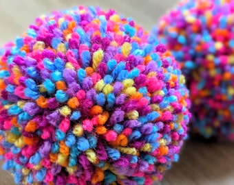 Large multicoloured hand made acrylic yarn pom poms (can also be made to order)