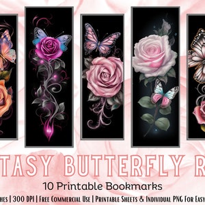 Lot de 10 marque-pages papillon fantaisie Téléchargement instantané, Sublimation, Cricut, Silhouette, impression et découpe,