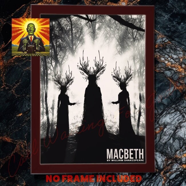 Macbeth Poster: Unframed, Witchy Shakespeare Art, Bookish Classroom Decor
