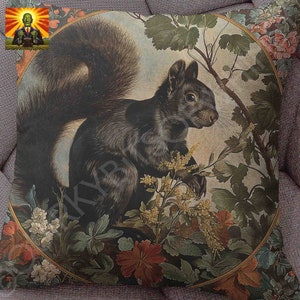 William Morris Black Squirrel Pillow: full or case only, spun polyester or faux suede