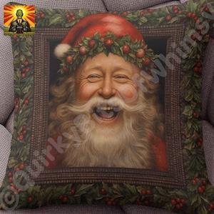William Morris Santa Pillow- full pillow or case only, Spun Polyester or Faux Suede, William morris Christmas pillow, Christmas accent