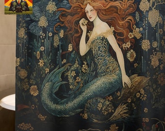 William Morris Mermaid Shower Curtain: Floral Bathroom Decor