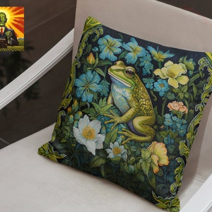 William Morris Frog Outdoor Pillow: Floral Accent Throw