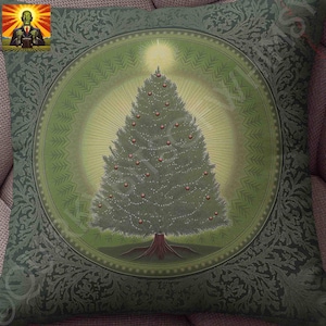 William Morris Christmas Tree Pillow, full pillow or case only, Spun Polyester or Faux Suede, festive green winter xmas holiday decor accent
