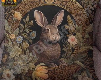 William Morris Rabbit Pillow: full or case only, spun polyester or faux suede