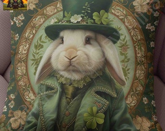 St Patrick's Day Bunny Pillow: full or case only, spun polyester or faux suede