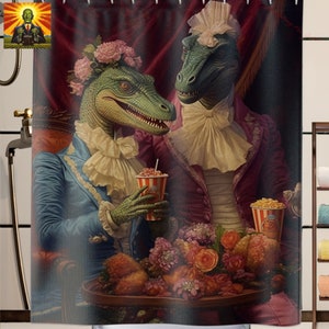 Dinosaur Funny Shower Curtain, Dinosaur Shower Curtain, humorous shower curtain, funny dinosaur decor, dinosaur home decor, funny bathroom