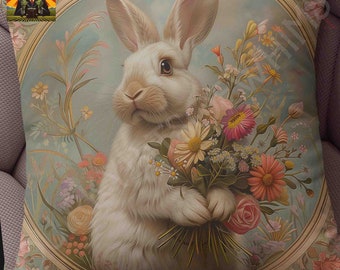 William Morris Floral Rabbit Pillow: full or case only, spun polyester or faux suede