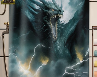 Storm Dragon Shower Curtain: Fantasy Bathroom Decor